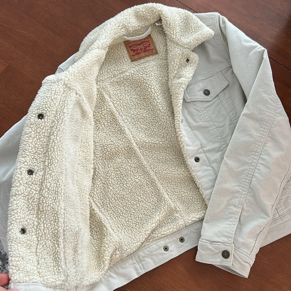 Levis sherpa lined jacket coat shacket medium corduroy trucker - Picture 4 of 11